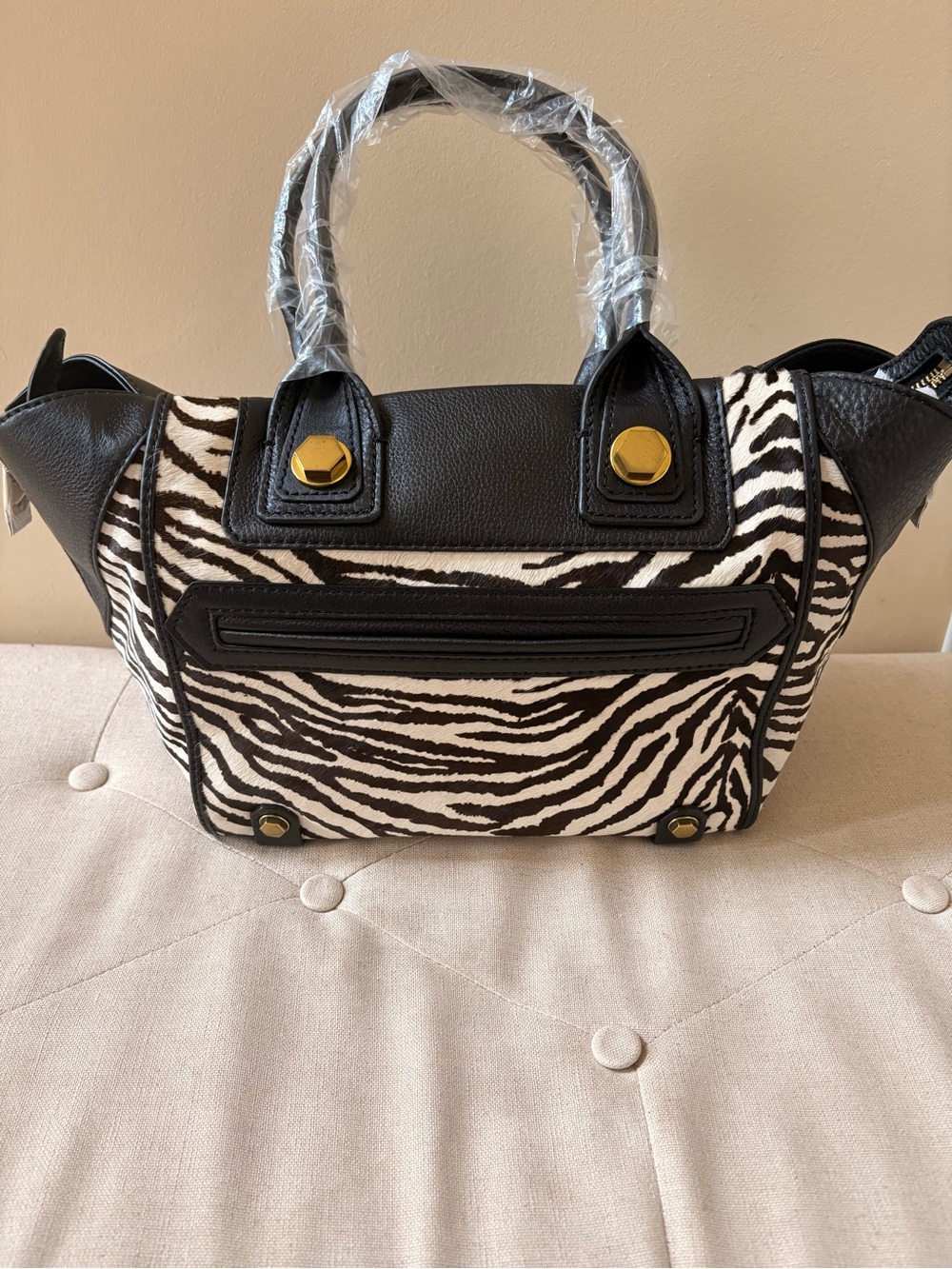 orYANY   Megan Soft Pebble Leather and Calf hair  - Black & White NWT! - Picture 2 of 8